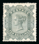 Stamp of Great Britain » 1855-1900 Surface Printed GB 1867-83 wmk Anchor 10s greenish grey on white paper mint
