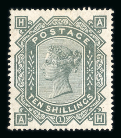 Stamp of Great Britain » 1855-1900 Surface Printed GB 1867-83 wmk Anchor 10s greenish grey on white paper mint