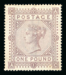 Stamp of Great Britain » 1855-1900 Surface Printed 1867-83 wmk Anchor £1 brown-lilac on blued paper mint, small part disturbed gum