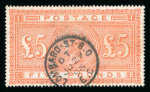 Stamp of Great Britain » 1855-1900 Surface Printed 1867-83 £5 orange fine used with Lombard St 1896 cds