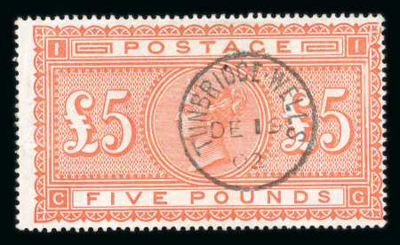 Stamp of Great Britain » 1855-1900 Surface Printed 1867-83 £5 orange fine used with neat strike of Tunbridge Wells 1902 cds