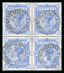Stamp of Great Britain » 1855-1900 Surface Printed 1883–84 10s Ultramarine: An attractive used block of