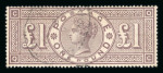 1884 wmk Crowns £1 brown-lilac fine used with light oval registered cancel