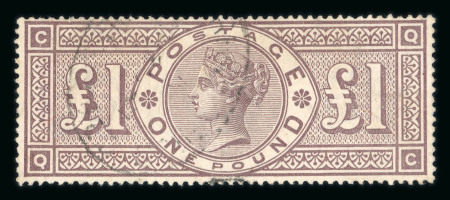 1884 wmk Crowns £1 brown-lilac fine used with light oval registered cancel