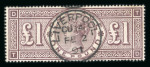 Stamp of Great Britain » 1855-1900 Surface Printed 1884 wmk Crowns £1 brown-lilac fine used with crisply struck Liverpool 1891 cds