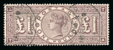Stamp of Great Britain » 1855-1900 Surface Printed 1884 wmk Crowns £1 brown-lilac "TA frame-break" used