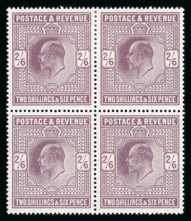 Stamp of Great Britain » King Edward VII 1911-13 Somerset House 2s6d dull reddish purple in mint block of four