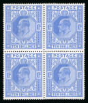 Stamp of Great Britain » King Edward VII 1911-13 Somerset House 10s blue in mint block of four