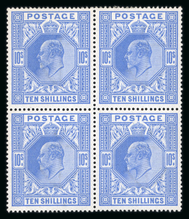 Stamp of Great Britain » King Edward VII 1911-13 Somerset House 10s blue in mint block of four