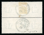 Stamp of Great Britain » King Edward VII 1902-10 De La Rue £1 dull blue-green in vertical pair fine used with Guernsey 1911 cds