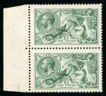 Stamp of Great Britain » King George V 1913 Waterlow £1 green in left hand marginal vertical pair mint n.h.