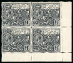 Stamp of Great Britain » King George V 1929 PUC £1 in lower right corner marginal block of four mint n.h.
