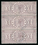 Stamp of Great Britain » Telegraphs 1876-81 Telegraph £1 brown-lilac in vertical strip of three fine used