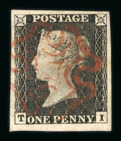 Stamp of Great Britain » 1840 1d Black and 1d Red plates 1a to 11 1840 1d black pl.1a TI with good to large margins and neat strike of brownish red MC