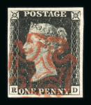 Stamp of Great Britain » 1840 1d Black and 1d Red plates 1a to 11 1840 1d black pl.1b RD, fresh and fine, four margins and neat red Maltese Cross