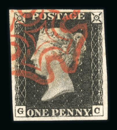Stamp of Great Britain » 1840 1d Black and 1d Red plates 1a to 11 1840 1d black pl.2 GC with good margins and neatly struck red MC
