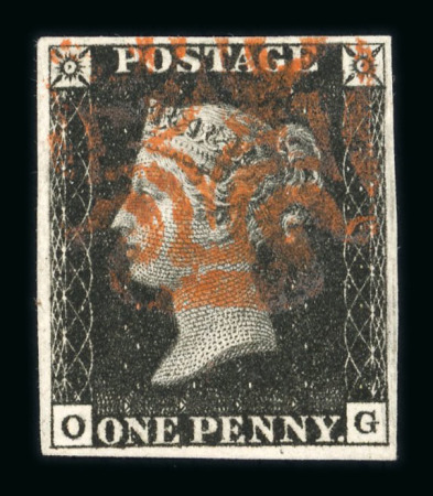 Stamp of Great Britain » 1840 1d Black and 1d Red plates 1a to 11 1840 1d black pl.3 OG with four margins and red MC