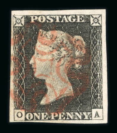 Stamp of Great Britain » 1840 1d Black and 1d Red plates 1a to 11 1840 1d grey-black pl.3 OA with good to large margins and red MC
