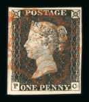 Stamp of Great Britain » 1840 1d Black and 1d Red plates 1a to 11 1840 1d black pl.3 PC with good to large margins and red MC