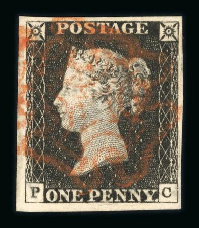 Stamp of Great Britain » 1840 1d Black and 1d Red plates 1a to 11 1840 1d black pl.3 PC with good to large margins and red MC