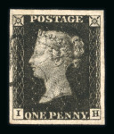 1840 1d Black. A group of eleven choice four-margin examples, each neatly cancelled by black Maltese Crosses. A few with minor imperfections noted. A fine and attractive lot (11).