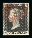 1840 Penny Black. A group of ten choice four-margin examples each neatly cancelled by fine strikes of the red Maltese Cross