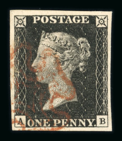 1840 1d Black. A range of eighteen fine four-margin examples on card, each cancelled by red Maltese Crosses