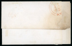 1840 1d Black Plate 1a (RJ). A fine example with four margins on large part entire from Redditch to Birmingham