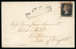 Stamp of Great Britain » 1840 1d Black and 1d Red plates 1a to 11 1840 1d black pl.7 MF with four margins on cover to Ventnor, Isle of Wight