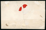 Stamp of Great Britain » 1847-54 Embossed 1856 (Apr 25) Registered cover to New York bearing 1s embossed in horizontal strip of four with clear to good margins and 6d mauve with close to large margins, tied Liverpool registered spoon cancels