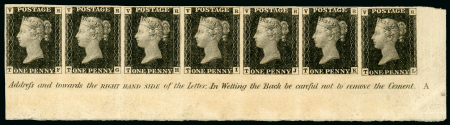 Stamp of Great Britain » 1840 1d Black and 1d Red plates 1a to 11 1840 VR Official 1d black, TF-TL, the phenomenal lower right corner strip