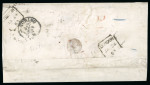 1847-54 10d vertical strip of three, just clear to
