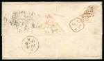 Stamp of Great Britain » 1847-54 Embossed GB 1856 (Jun 5) wrapper from Belfast, Ireland, to Cincinnati, USA, with 1847-54 1s Embossed pale green with Belfast spoon cancel