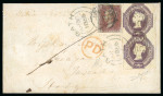 Stamp of Great Britain » 1847-54 Embossed 1856 (Apr 30) envelope from Bath to Tuscany, Italy, with 1847-54 6d vertical pair