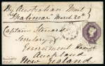 Stamp of Great Britain » 1847-54 Embossed 1856 (Mar 18) envelope to from Dorchester (Dorset) to New Zealand with 1847-54 6d