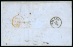 Stamp of Great Britain » 1847-54 Embossed 1856 (May 12) wrapper from Leeds to Italy with 1847-54 6d dull lilac strip of four