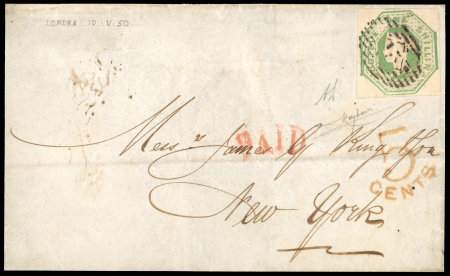 Stamp of Great Britain » 1847-54 Embossed 1850 (May 10) Folded letter sheet from London to New