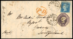 1855 (Feb 8) entire from Sheffield to Geneva, Switzerland,