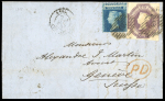 Stamp of Great Britain » 1847-54 Embossed 1855 (June 6) entire from London to Geneva, Switzerland,