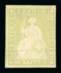 Stamp of Switzerland / Schweiz » Sitzende Helvetia Ungezähnt » Münchner Druck, 1. Auflage 1854, 40 Rp. grün, 1. Münchner Druckperiode