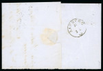1864, 10 Rp. blau, mit Plattenfehler Doppelprägung auf Brief