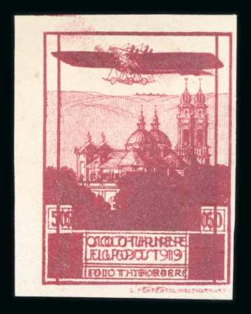 Stamp of Switzerland / Schweiz » Flugpost » Flugpostvorläufer 1913, Flugtag Solothurn ungezähnter Probedruck mit Doppeldruck
