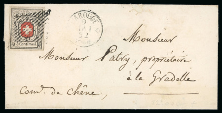 1852, Neuenburg, auf Faltbrief von Carouge