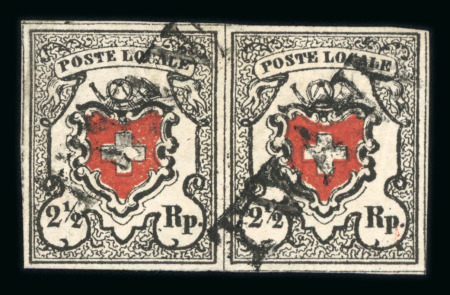 Stamp of Switzerland / Schweiz » Orts-Post und Poste Locale 1850, Poste locale mit Kreuzeinfassung im waagerechten Paar
