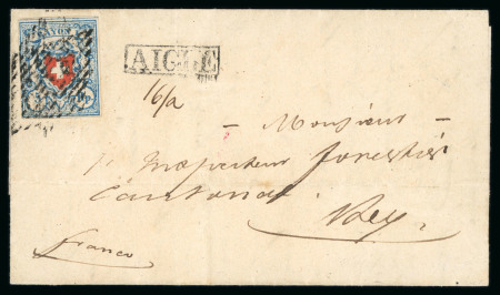 Stamp of Switzerland / Schweiz » Rayonmarken » Rayon I, hellblau, ohne KE (STEIN B3) 1852, Rayon I hellblau, Type 9 des Steins B3-LO