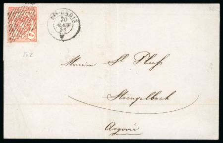 Stamp of Switzerland / Schweiz » Rayonmarken » Rayon III (grosse Ziffer) 1852, Rayon III grosse Wertziffern