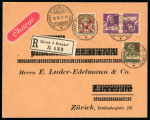 Stamp of Switzerland / Schweiz » Flugpost » Flugbriefe 1918, Propellerradaufdruck 30 Rp. zusammen mit 15 Rp. violett Tellbrust Kehrdruck