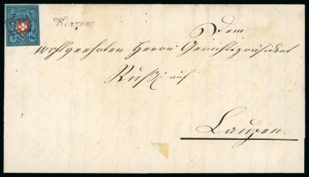 Stamp of Switzerland / Schweiz » Rayonmarken » Rayon I, dunkelblau ohne Kreuzeinfassung 1851, Rayon I dunkelblau, Type 6, farbfrisch, allseits