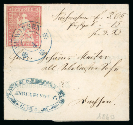 Stamp of Switzerland / Schweiz » Sitzende Helvetia Ungezähnt » 1857-62 Berner Druck, Dickes Papier 1860, 15 Rp. rot, 4. Berner Druckperiode