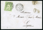 Stamp of Switzerland / Schweiz » Sitzende Helvetia Ungezähnt » 1857-62 Berner Druck, Dickes Papier 1863, 40 Rp. grün, 4. Berner Druckperiode